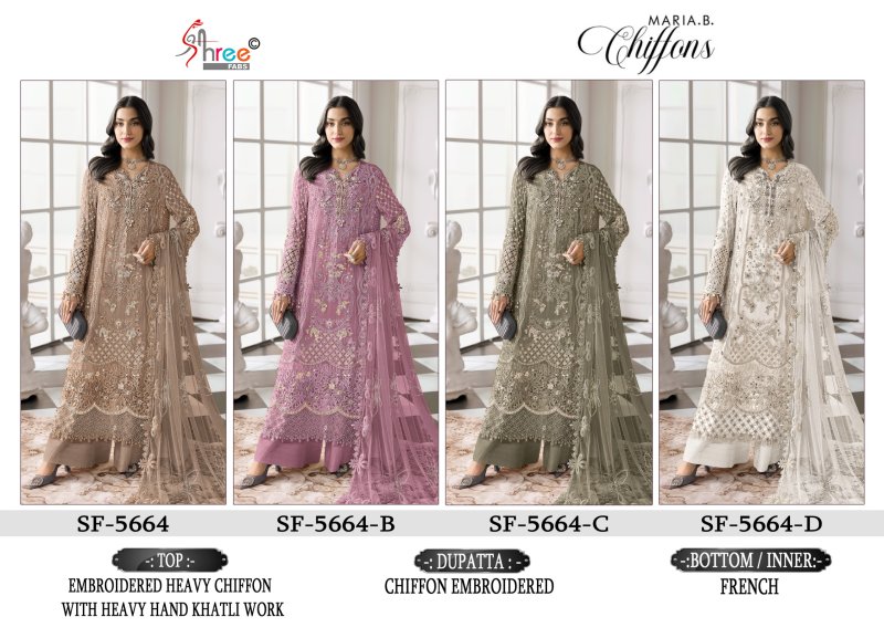Sf 5664 A To D By Shree Chiffon Pakistani Suits